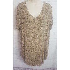 Amazon Essentials Women's Relaxed-Fit Short-Sleeve V-Neck Tunic Leopard XL