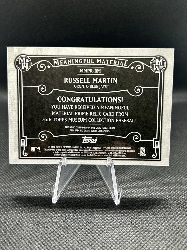2016 Topps Museum Collection - Meaningful Material Russell Martin /35 - Image 2 of 4