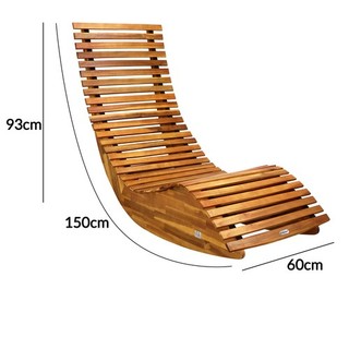 B Ware Ergonomische Schwungliege/Saunaliege aus Akazienholz mit Wippfunktion