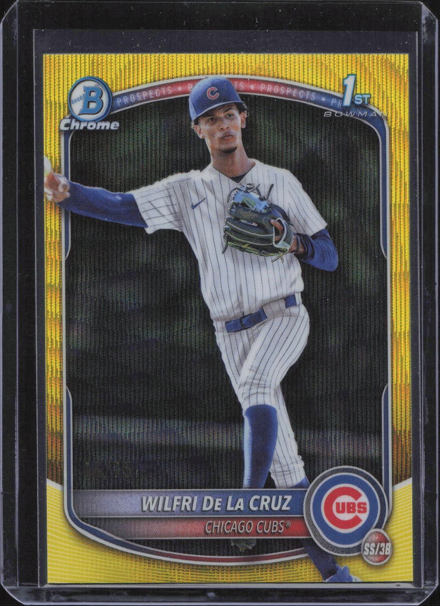 2025 Bowman Chrome #BCP-209 Wilfri De La Cruz Prospects Yellow Wave #/75