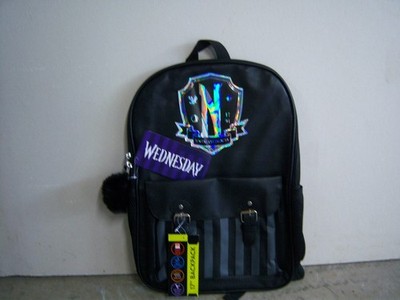 Wednesday Addams Family Nevermore Academy 17'' Black Backpack Bag