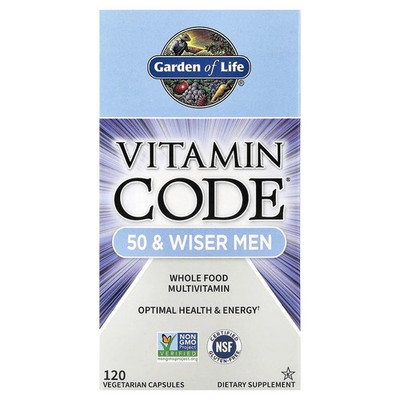 Garden of Life Vitamin Code 50  Wiser Men 120 Vegetarian Capsules Exp 05/2026+