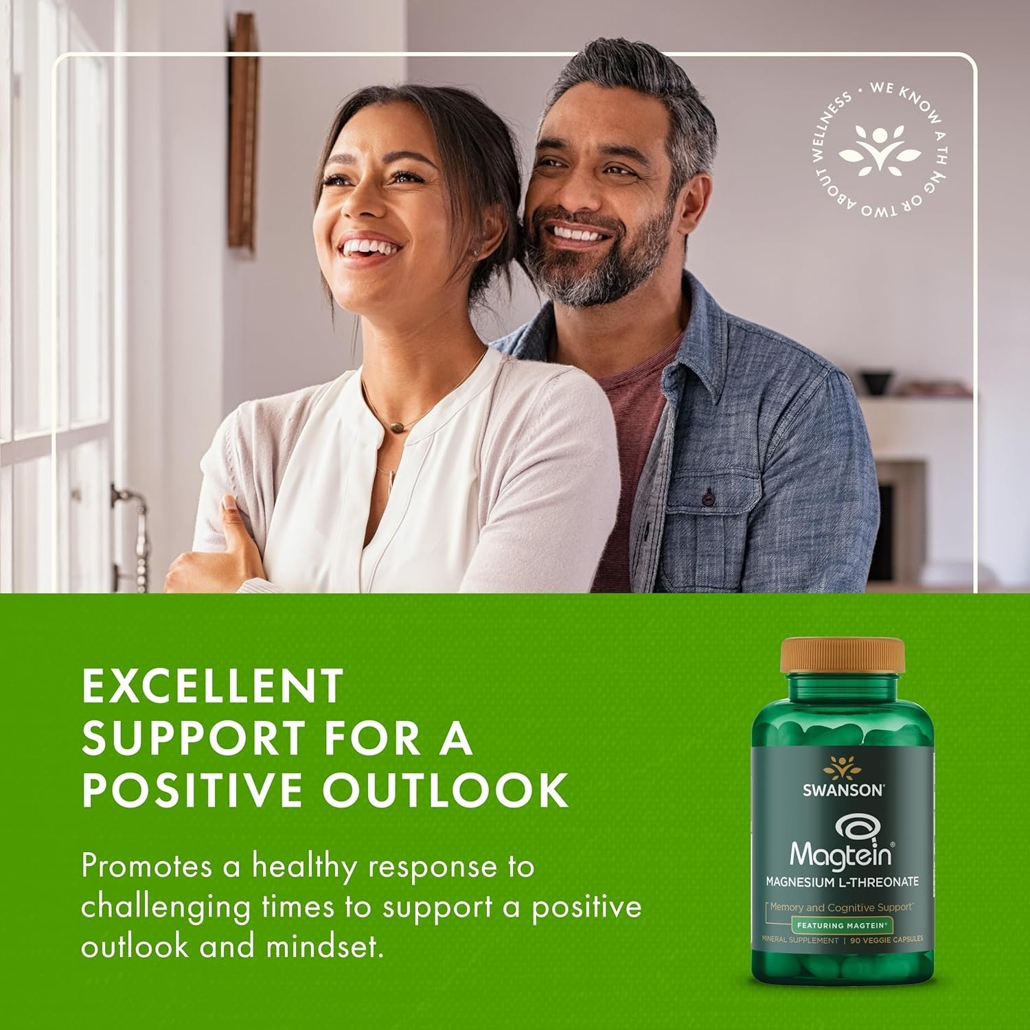 2 Pack Magnesium L-Threonate Featuring Magtein 180 Veggie Caps Cognitive Health