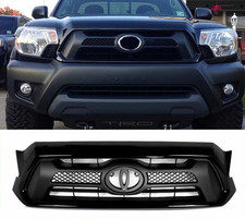 For 2012 2013 2014 2015 Toyota Tacoma Front Bumper Gloss Black Grille Grill