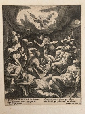 De Heer roept de tien maagden bij zich. (translated: The lord is calling the vir