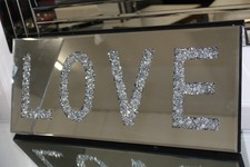 mirrored Love sign plaque - Crushed diamond wall decor