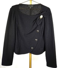 ST JOHN JACKET BLACK DECOR BROOCH SZ 12