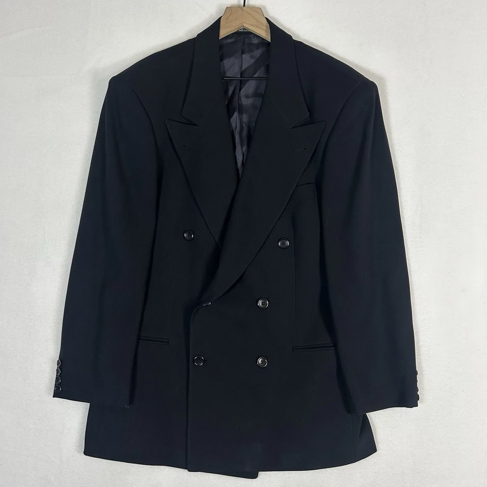 Traje de hombre BOSS Hugo Boss doble pecho 40R 33x29 negro Celsius Omega EE. UU. Foto 3 de 4