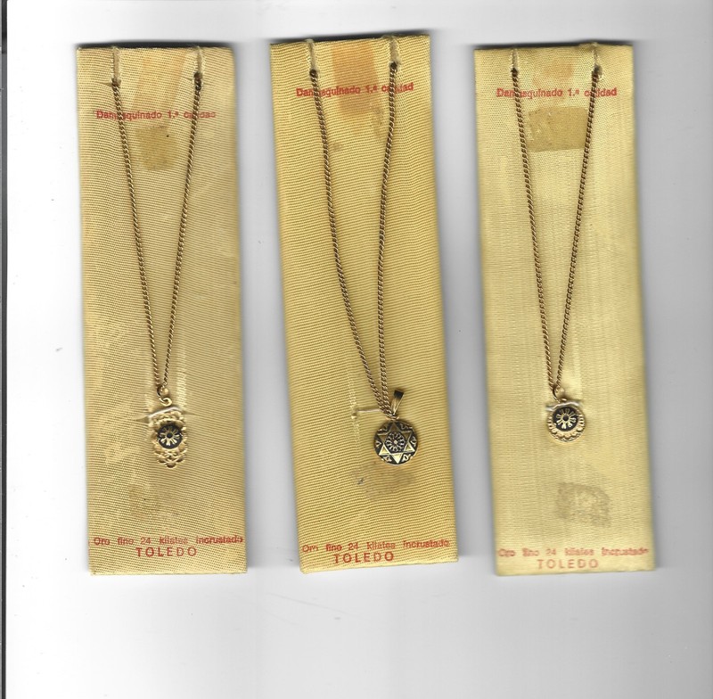 Vintage Damascene Toledo Spain Gold Plated Neckles and ear Rings