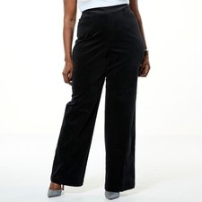 DG2 by Diane Gilman Petite Stretch Velvet Pull-On Trouser Black 6 New