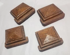 Antique Salvage Wood Staircase Newel Post Caps Four Pieces 