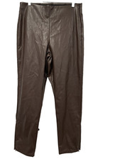 Old Navy Women  s Faux Leather Brown Extra High-Rise Skinny Zipper Ankle Pants 12
