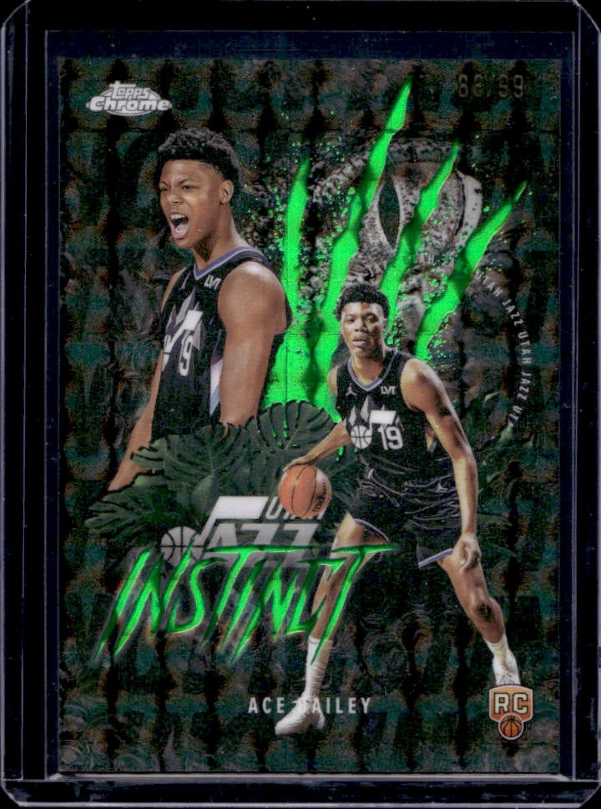 2025-26 Topps Chrome Ace Bailey Instinct RC Green Geometric Refractor #88/99