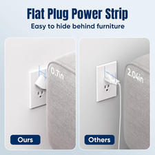 6 FT Flat Plug Surge Protector Power Strip,11 Multiple AC Outlets with 6 USB ...