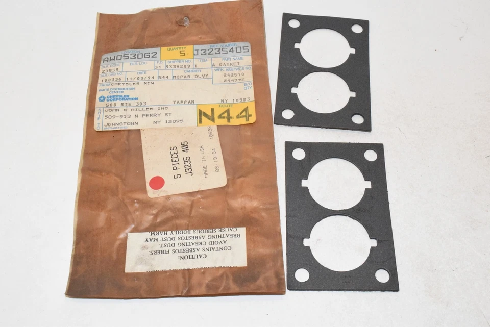 Lote de 2 JUNTAS DE CARBURADOR AUTOMOTRIZ CROWN OEM C109 NOS J3235405 Mopar Foto 2 de 3
