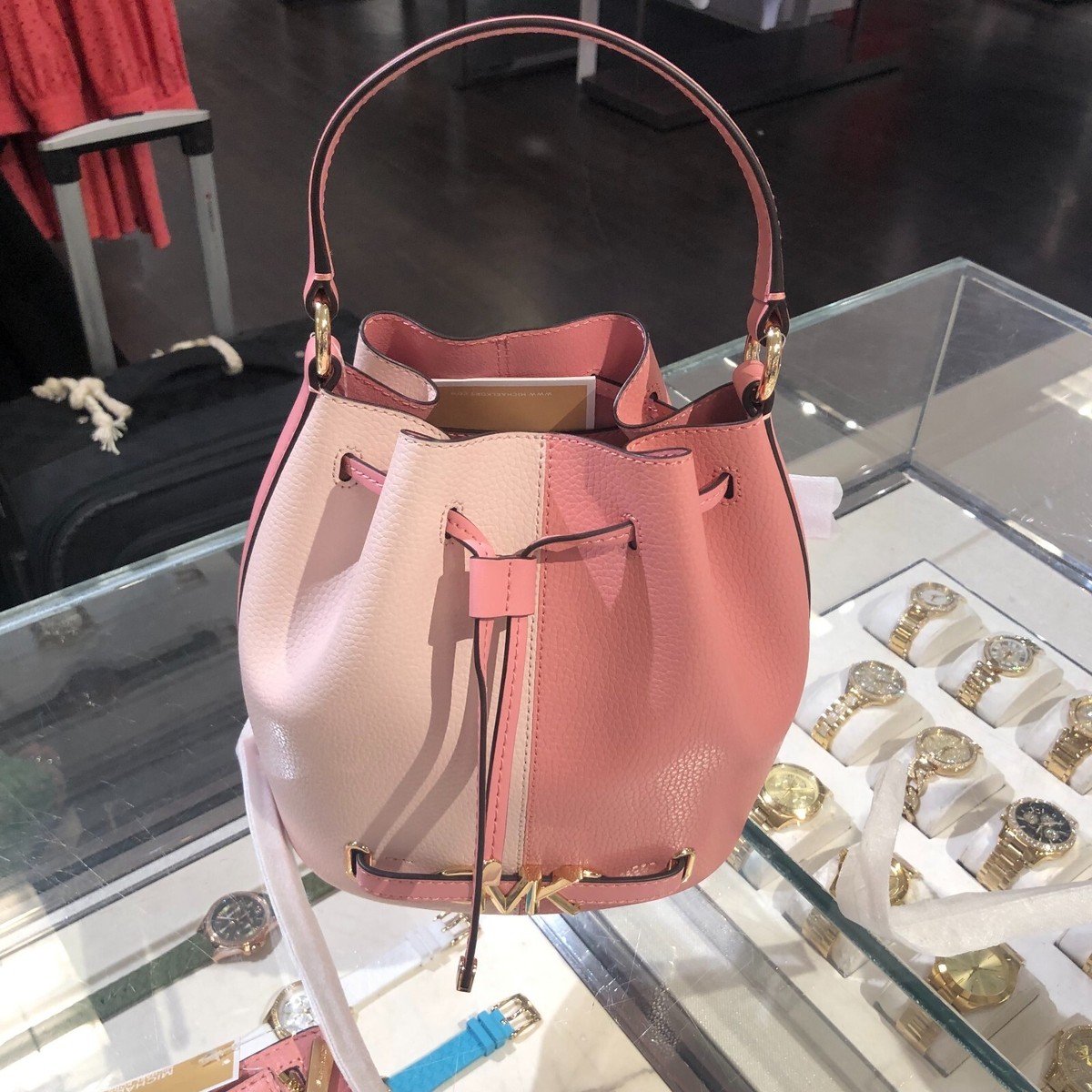 Michael Kors Reed Medium Messenger Bucket Bag +Flat Wallet Set in 