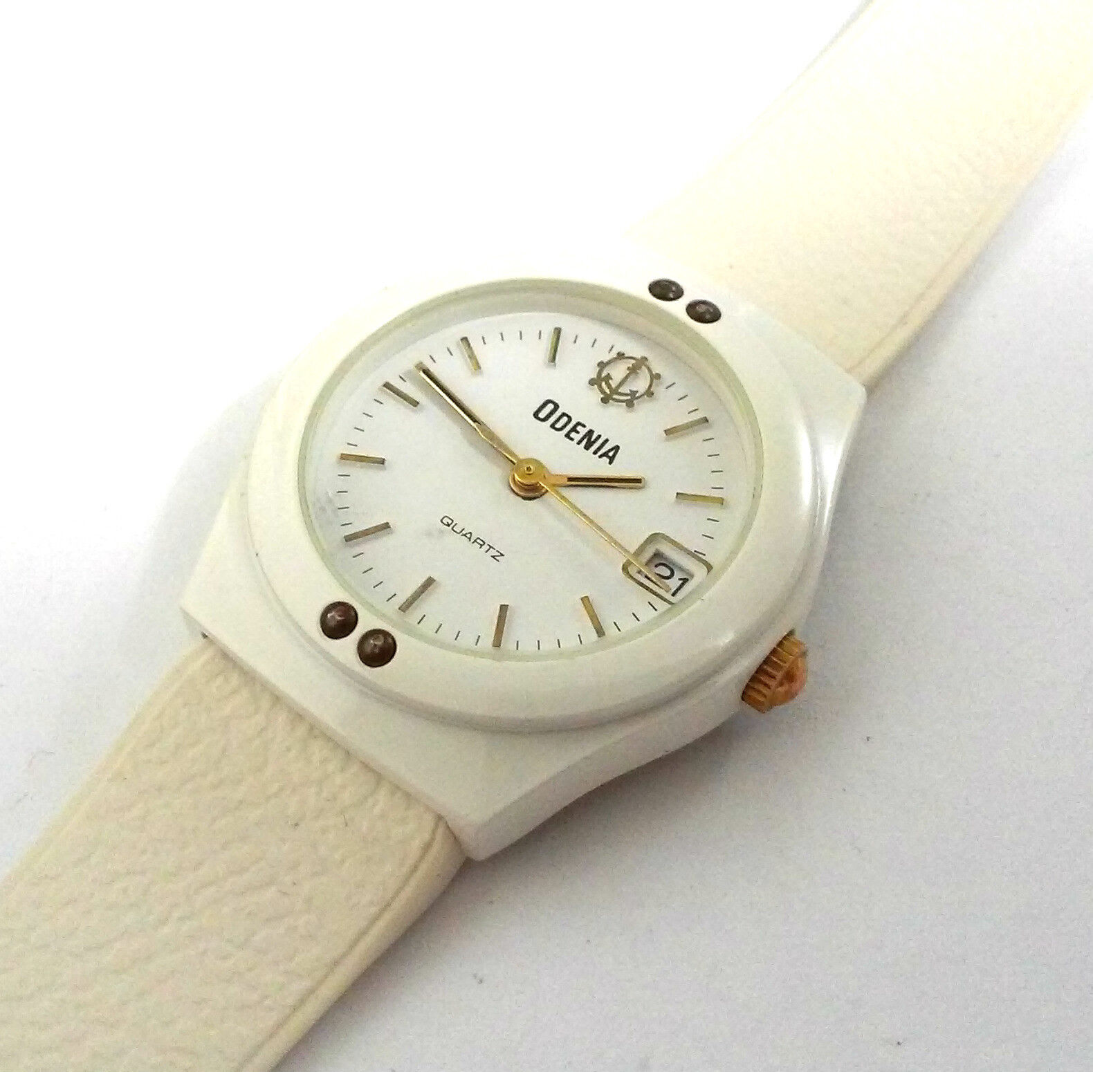 Reloj pulsera dama ODENIA QUARTZ Original fecha blanco Nuevo