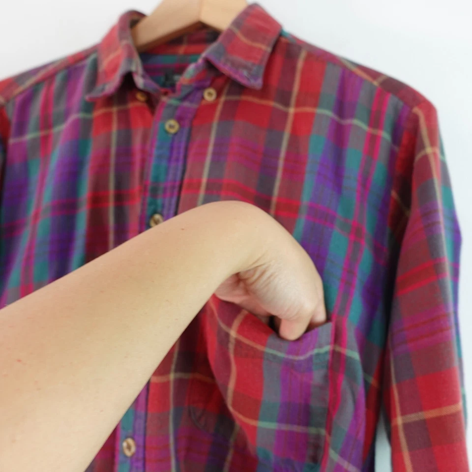 Camisa Roja Tartán Hombres M Franela Cuadros A Cuadros Audaz Vestido Madrás Con Botones BERKLEY Foto 4 de 4