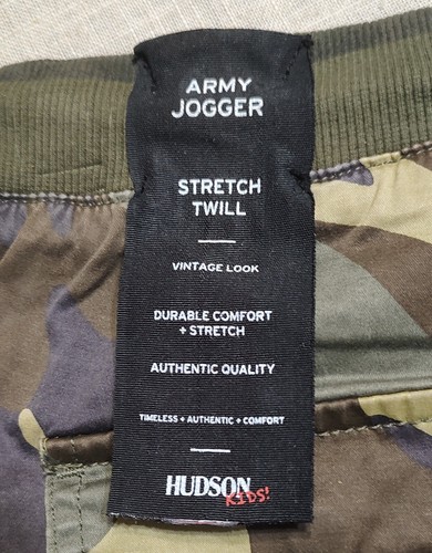 HUDSON Kids Youth Camouflage Army Jogger Pants Size M Twill Stretch Drawstring - Picture 6 of 11