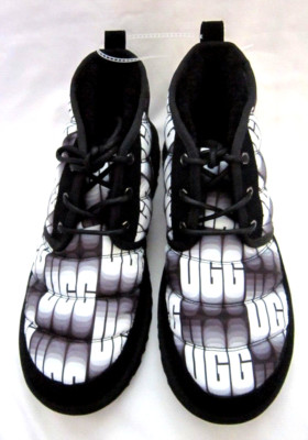 Men's Uggs UggPlush Black&White Ugg Logo Design Shoes/Boots Size 11-Brand New!