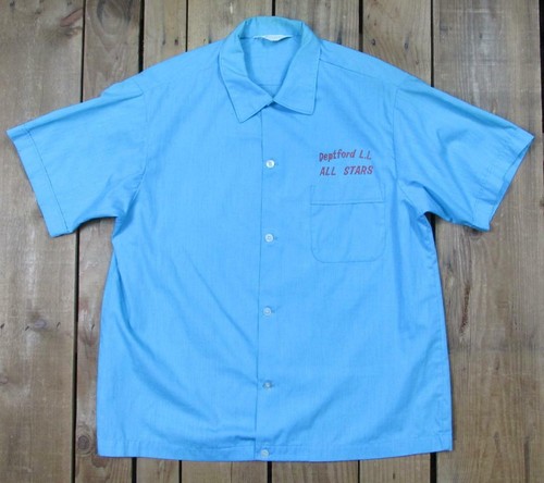 Vintage 60s Nat Nast Blue Bowling Shirt 