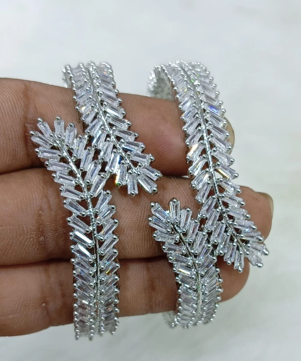 Silver sale kundan bangles