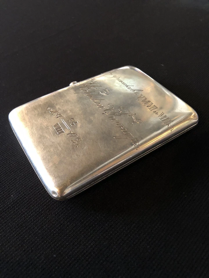 Estuche de cigarrillos de plata esterlina pre-revolución rusa con sello Tobacciana #2 Foto 4 de 4