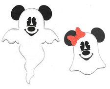 PREMADE SCRAPBOOK-PAPER PIECING-HALLOWEEN-DISNEY-MICKEY MOUSE-MINNIE-GHOSTS-SM