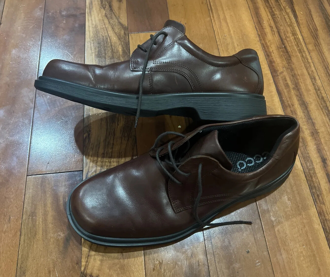 SAOLA Scarpe eleganti da uomo ECCO taglia 46 marroni in pelle Oxford stringate a punta shock