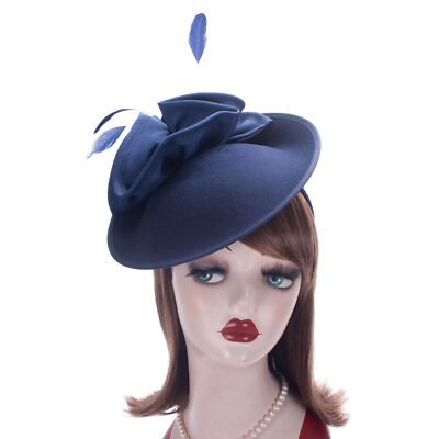 Womens Classic Wool Felt Saucer Headpiece Fascinator  display picture 2