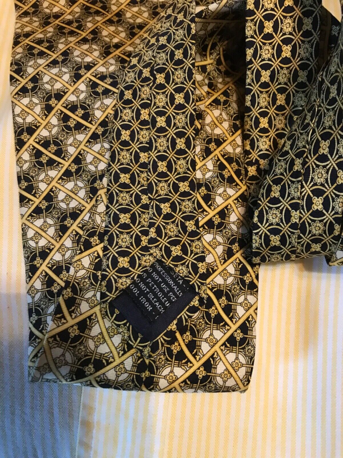 Timeless Gold/ black and yellow pure 100% silk ch… - image 6