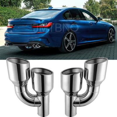 Dual 2.5'' to 4'' Quad Exhaust Tip Double Wall For 3 Series G20 M330i M340i 328i