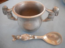 Baby Cup w/Bunny Handles Mariposa + Bunny Spoon Sand Cast Aluminum