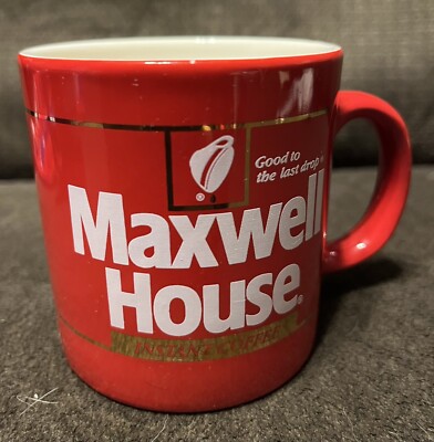 Vintage 1970 Maxwell House Instant Coffee Cup Mug Red New From Sealed Case