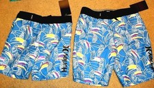NEW Hurley sz 4 boys swim trunks board shorts swimsuit blue birds Toucan