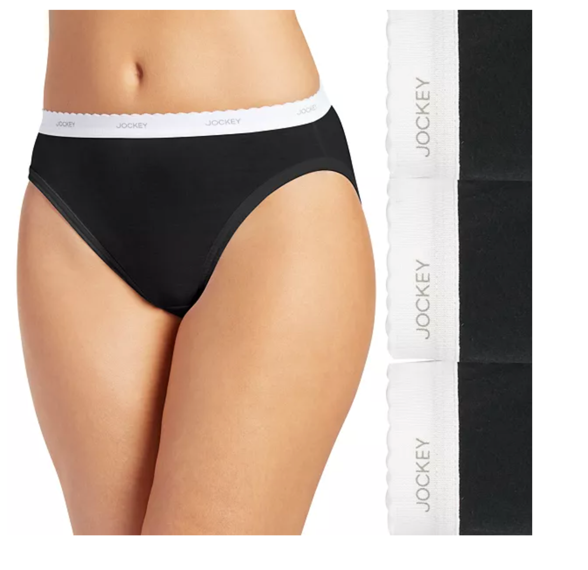 Confezione Da 3 Slip Donna Jockey - 100% Cotone, Comodi E Traspiranti, Colore Nero, Taglie Dalla 5 Alla 10!