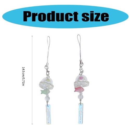 Handmade Glass Jellyfish Phone Charm Elegant Designs Keyring Decoration - Zdjęcie 8 z 10