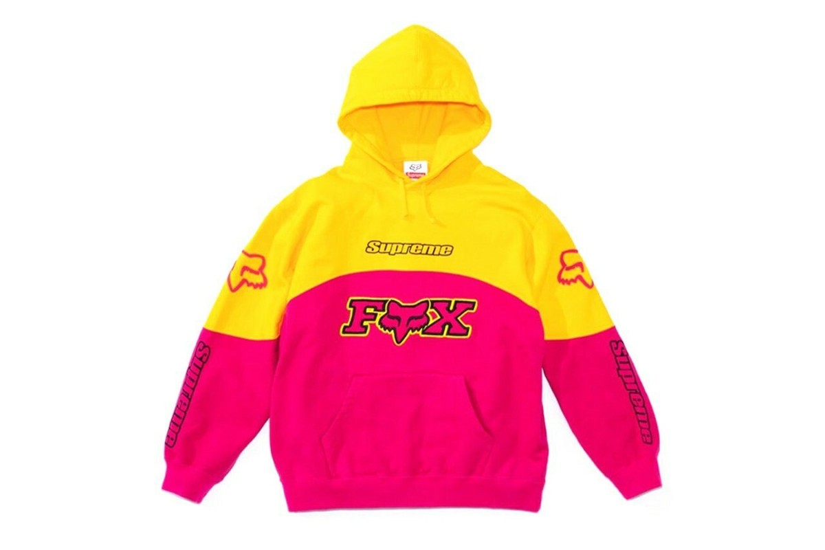 Supreme Fox Racing Hoodie Pink Yellow Size Large Brand New Supreme Fox Racing Hoodie Pink Yellow Size Large Brand New