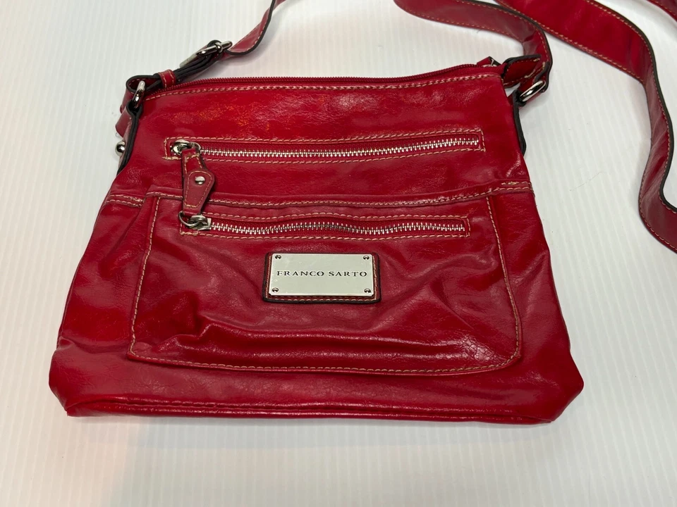 Franco Sarto Rojo Imitación Cuero Bandolera Mensajero Bolso Cartera Correa Ajustable Foto 2 de 4