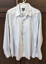 Men's Ermenegildo Zegna Blue Check Traveler Long-Sleeve Button-Down Shirt - XXL