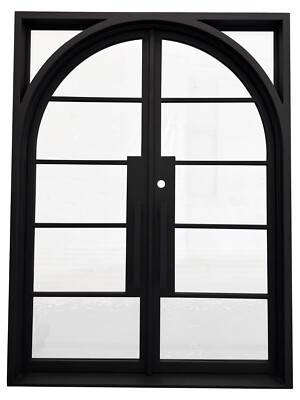 Dayton Double Front Entry Wrought Iron Door Clear Glass 62'' x 82'' Right Active