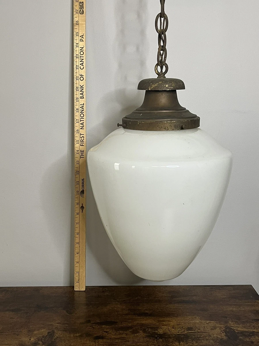 Vintage Schoolhouse Milk Glass Hanging Pendant Lights Uncommon