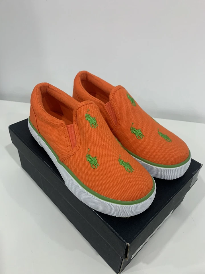 NUEVO POLO RL BAL HARBOUR 91561 NARANJA/VERDE ZAPATOS SIN CORDONES PRECIO DE VENTA SUGERIDO POR EL FABRICANTE $50 PREESCOLAR 12 Foto 3 de 4