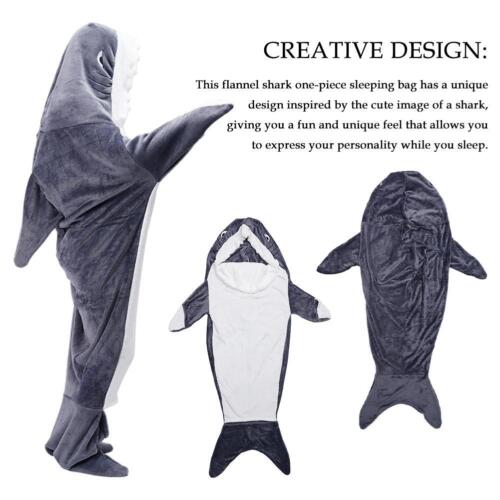 Cartoon Shark Sleeping Bag Pajamas Office Shark Blankets Fabric Blankets au New - Foto 1 di 16