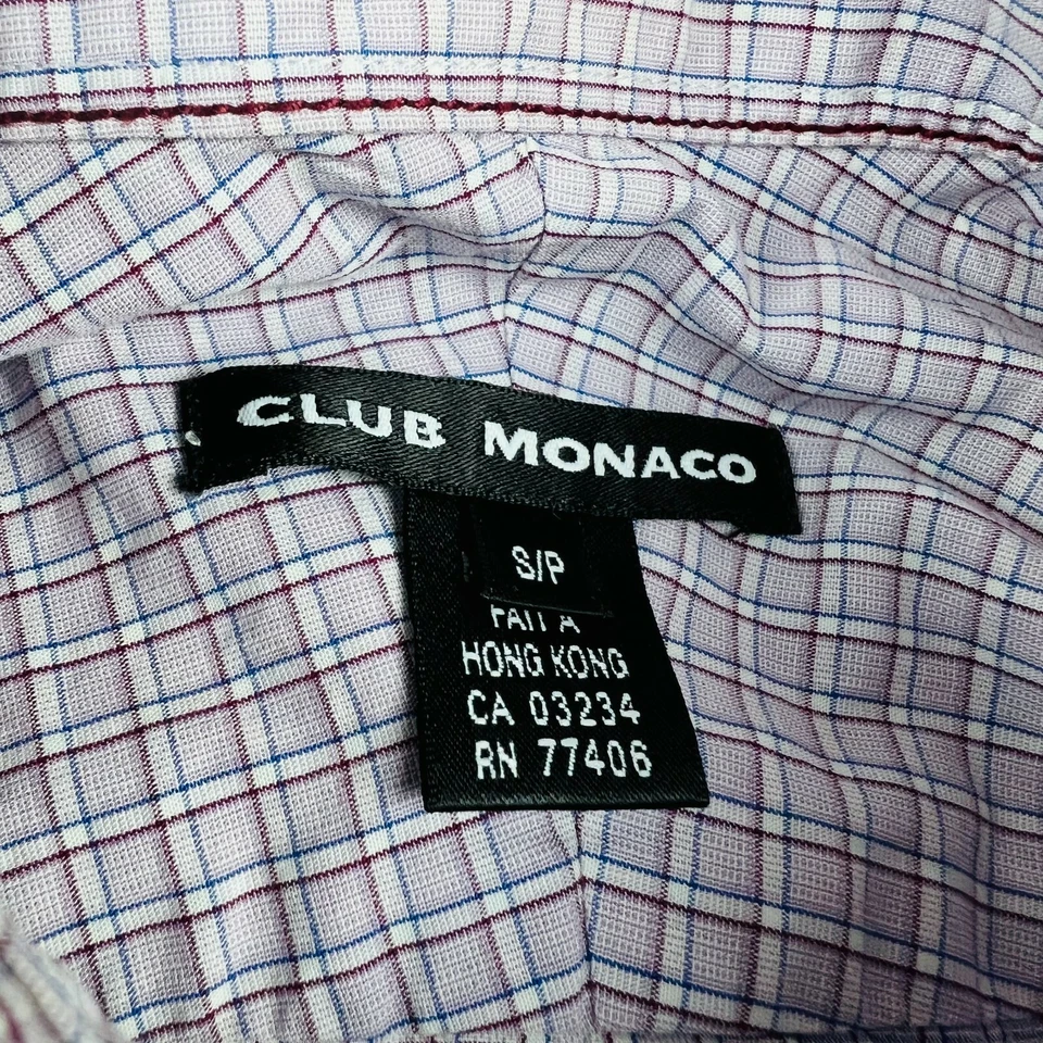 Camisa De Colección Club Monaco Para Hombres Pequeña S Púrpura Claro Abotonada Cuadros Adultos Foto 4 de 4