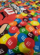 M and M Plush Fleece M & M Blanket Couch Throw MMs Soft Blanket Candy 57" X 45"