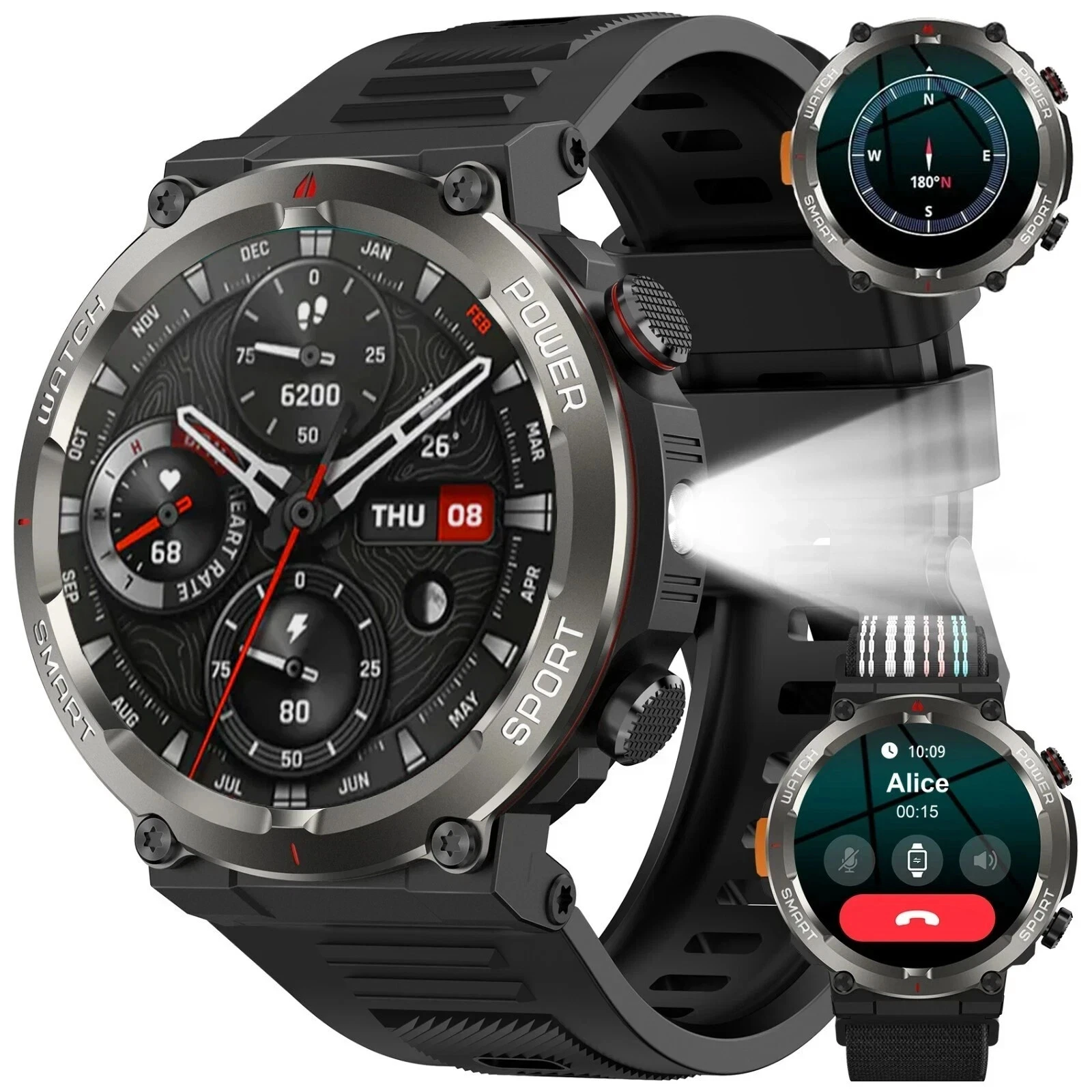 Military Smart Watch Bluetooth Call Smart Watch Men For IOS Android