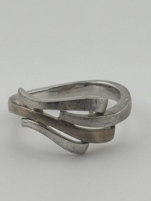 Breuning Sterling Silver Ring Size 7.25 Unique Geometric Wave Pattern