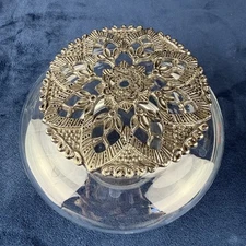 Vintage Potpourri Jar with Pewter Metal Lid Trinket Dish Vanity Jar Witchy Decor