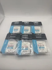 Lot of 6 Reach Unflavored Waxed Dental Floss -55 yards Each NEW
